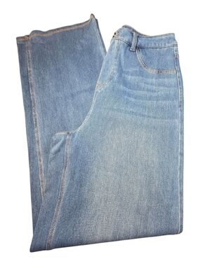 NWT Halara Flex Wide Leg Denim Jeans Blue High Waisted Athleisure Stretch 14 Med